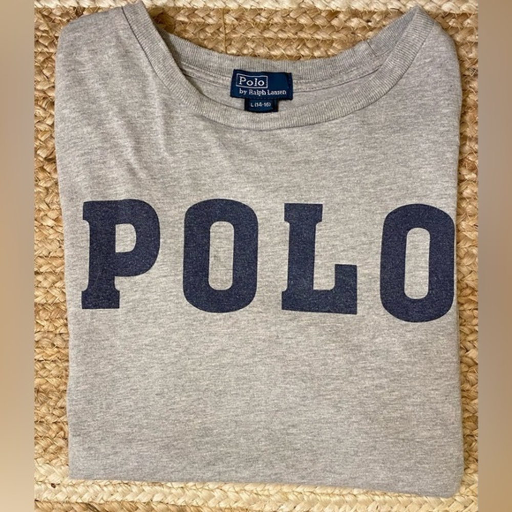 Vintage Polo by Ralph Lauren‎ Boy’s L (14-16) Gray Cotton Crew Neck Logo T-Shirt